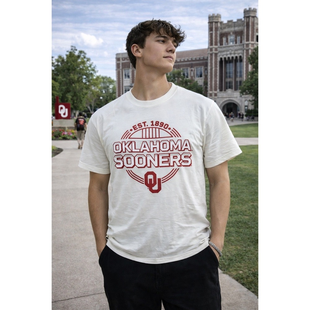 Oklahoma Sooners T-Shirt Captivating White Est.‎ 1890 NCAA College Small